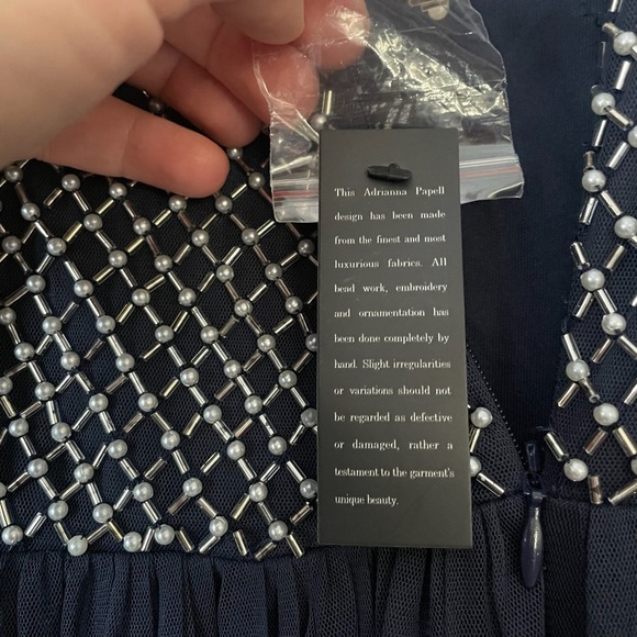 Adrianna Papell Anthropologie Bryce Navy Tulle Maxi Dress Gown Beaded Sz 0 NWT - Picture 15 of 16